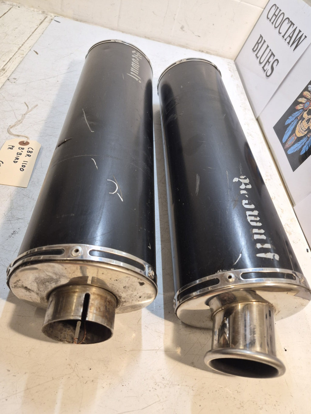 Honda CBR 1100 Blackbird Exhaust End Cans, Pair, Beowulf
