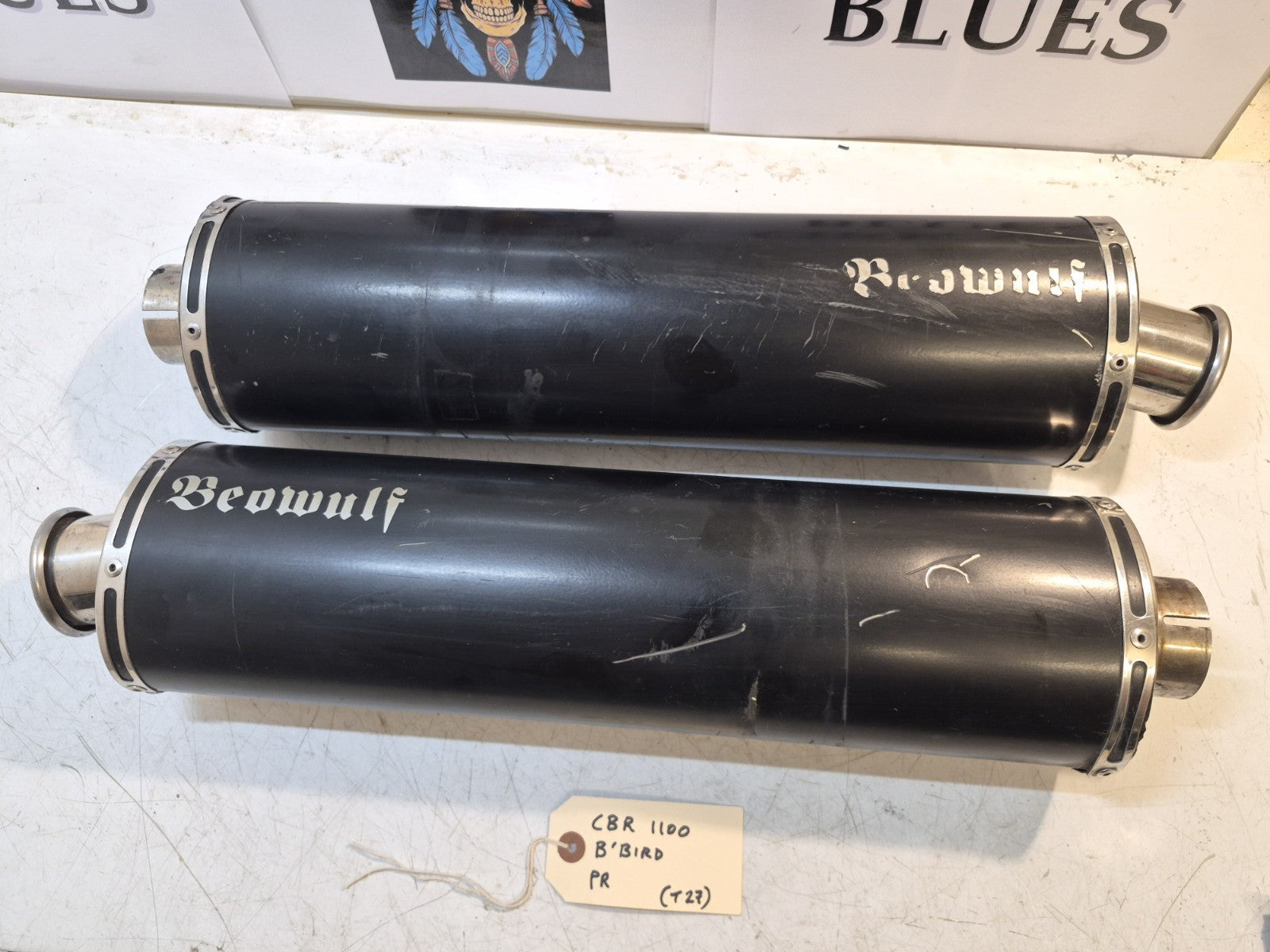 Honda CBR 1100 Blackbird Exhaust End Cans, Pair, Beowulf